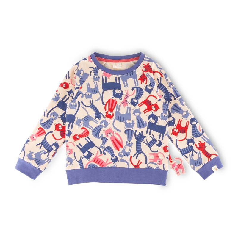 Sigikid Kinder Sweatshirt, bunter Katzen-Print