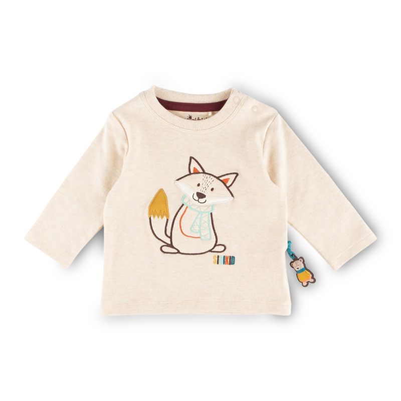 Sigikid Baby Langarmshirt Fuchs, beige meliert