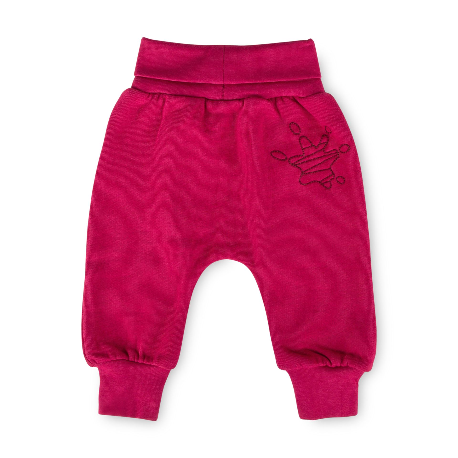 Baby sweat pants foldover waistband, dark pink