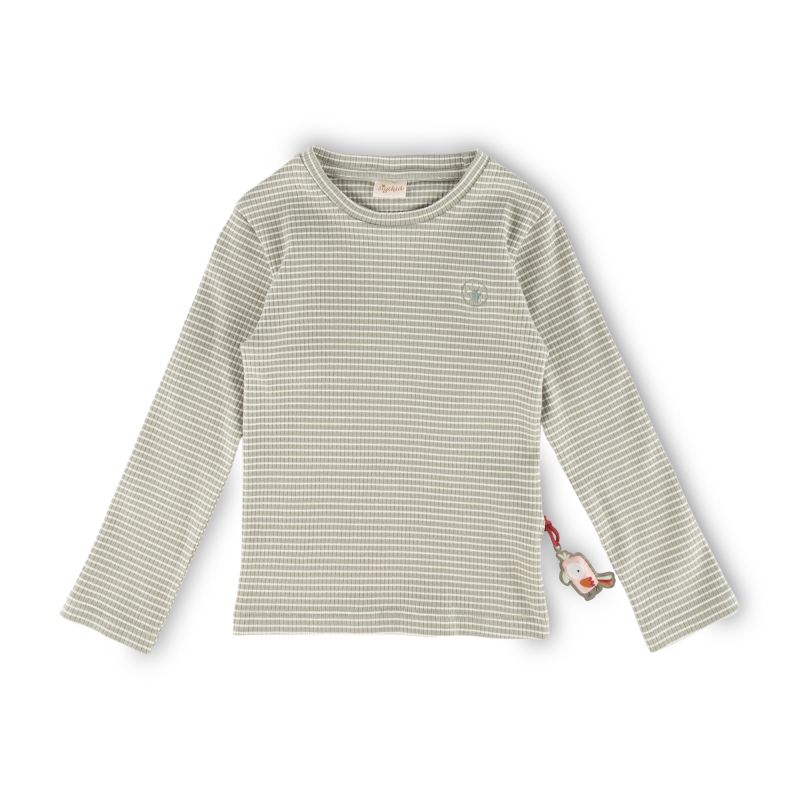 Sigikid Kinder Langarmshirt, grün-weiß geringelt