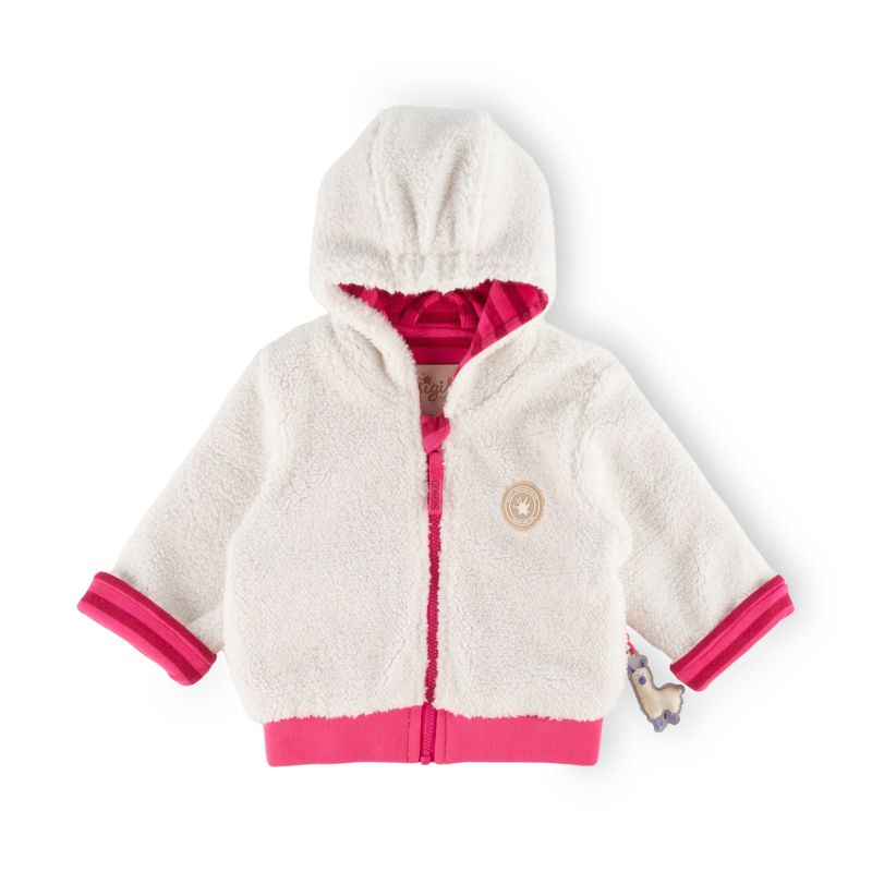 Sigikid Baby Teddyjacke Crazy Lama, weiß