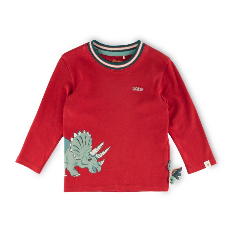 Sigikid Kinder Langarmshirt Dino, dunkelrot