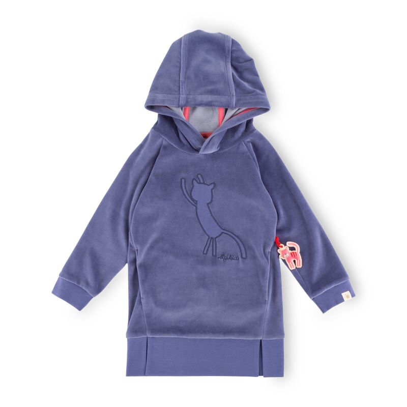 Sigikid Kinder Nickikleid mit Katzen Motiv, blau