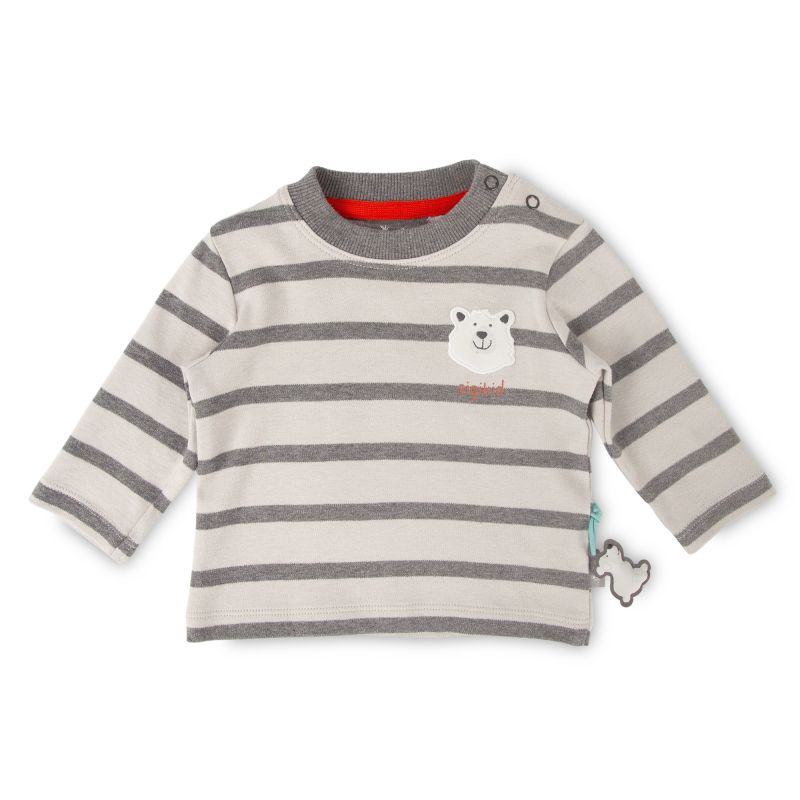 Sigikid Baby Langarmshirt Eisbär, grau geringelt