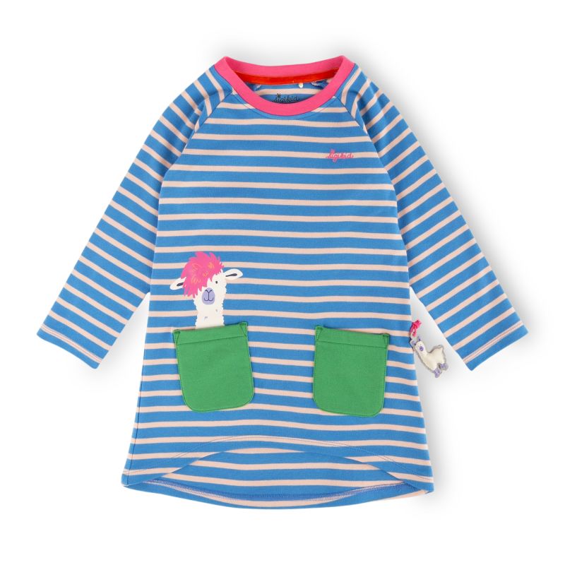 Sigikid Kinder Kleid Crazy Lama, blau gestreift