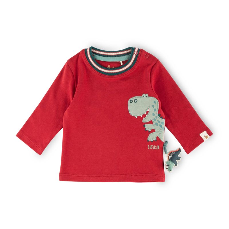 Sigikid Baby Langarmshirt Dino, dunkelrot