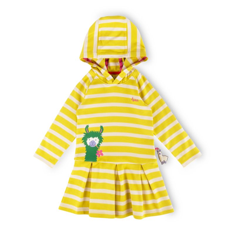 Sigikid Kinder Kapuzenkleid Crazy Lama, gelb gestreift