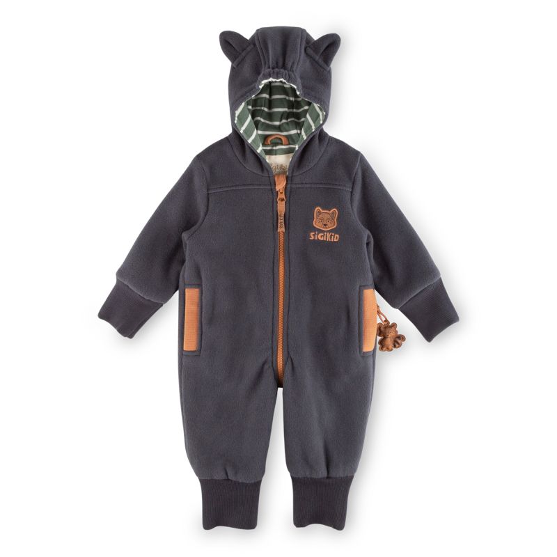 Sigikid Baby Fleeceoverall mit Bären Motiv, dunkelgrau